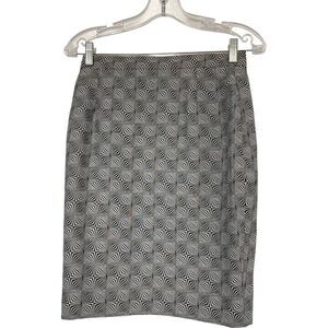 Escada Womens Skirt Size 36 US 4 Black White Geometric Cotton Silk Lined